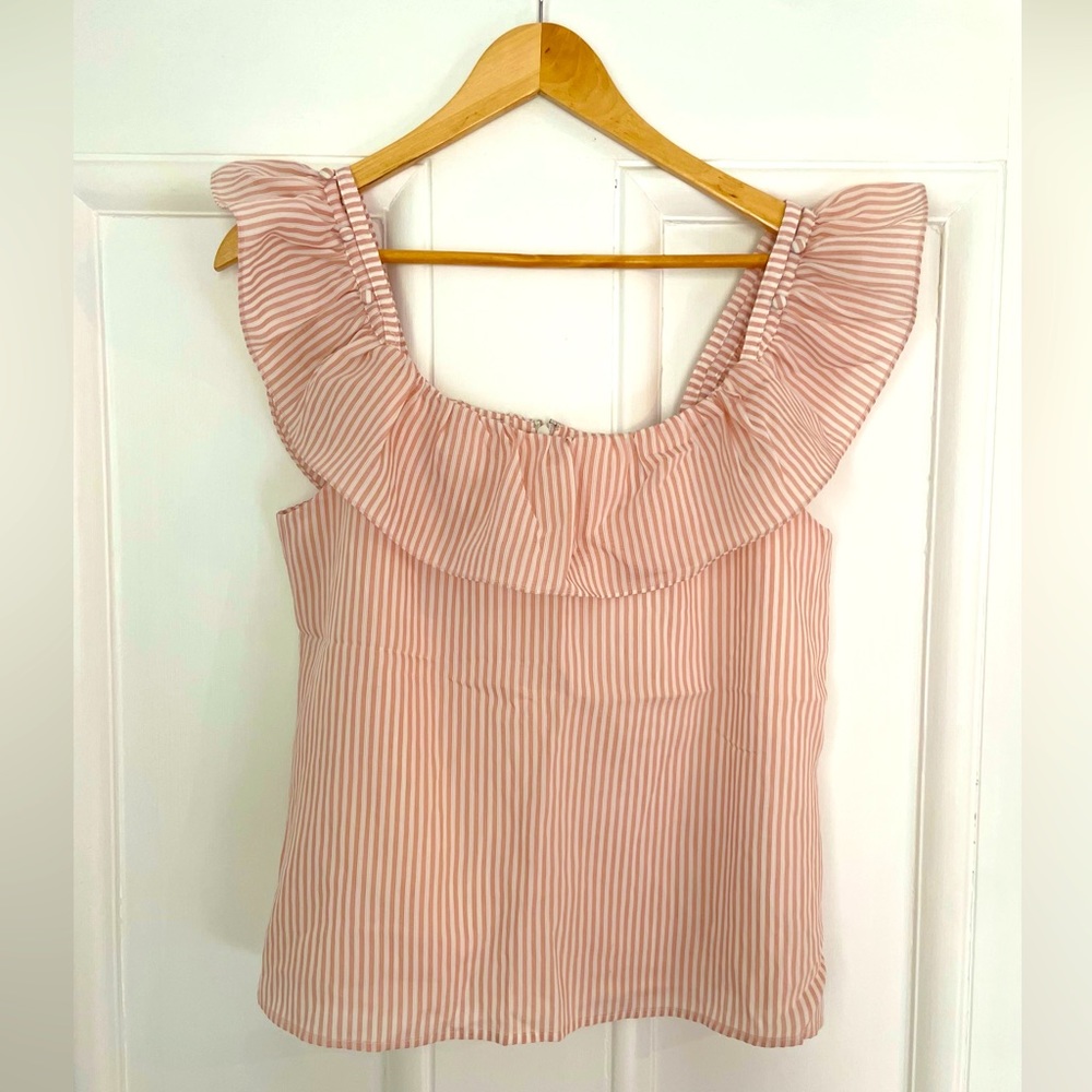 Club Monaco size Small striped ruffle sleeve blouse